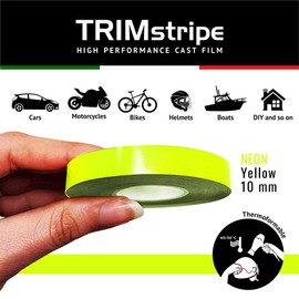 4R Quattroerre.it 10502 Trim Stripes Adhesive Strips for Cars, Neon Yellow, 10 mm x 10 mt