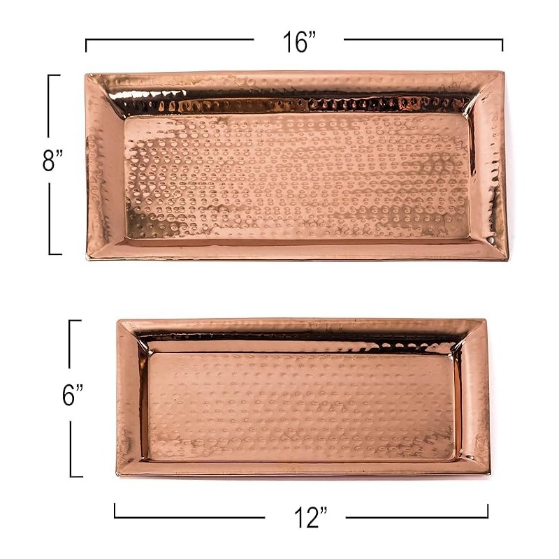 Copper Hammered Trays - Rose Gold Serving Tray and Platters