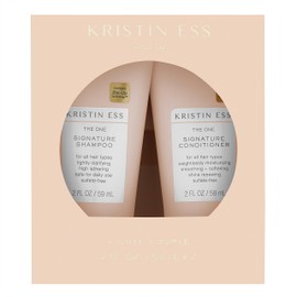 Kristin Ess Signature Travel Size Salon Shampoo + Conditioner Set for Moisture, Softness + Shine - Anti Frizz + Lightly Clarifying - Sulfate Free, Vegan + Safe for Color Treated Hair - Mini Travel Set