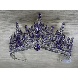 YBSHIN Light Up Fantasy Rhinestone Silver Tiaras,Bridal Wedding Crowns,Princess Pageant Headpiece Jewelry for Women (Purple)