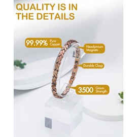 Feraco Copper Bracelet for Women 99.99% Solid Copper Magnetic Bracelets, Unique X Shape Links (Fishtail)