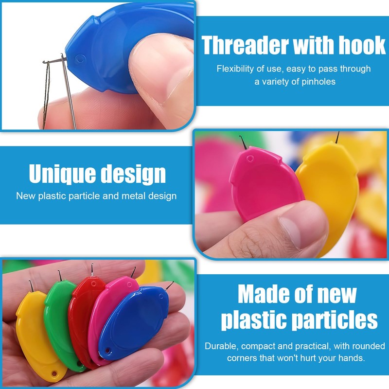 Sewing Needle Threader, 24 Pcs Plastic Wire Hook Sewing Needle