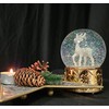 Snow globe deer white on base copper gold snowflakes with