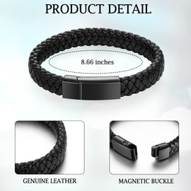 abooxiu Cremation Bracelet for Ashes with Gift Box Leather Urn Bracelet Cremation Jewelry with Jewelry Box Memorial Bangle Ash Keepsake for Women Men Black