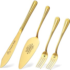 Juego de cuchillos y servidores para tartas de boda con tenedores para pasteles, juego de corte de pasteles para regalos de boda, cuchillo de boda y servidor de pasteles para parejas regalos de