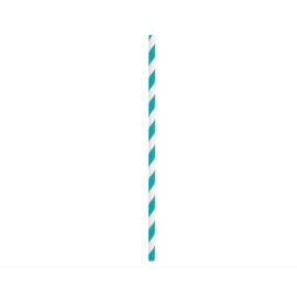 Powder Blue Striped Paper Straws, (10 Count) - Eye-Catching & Eco-Friendly Party Straws to Elevate aEvent