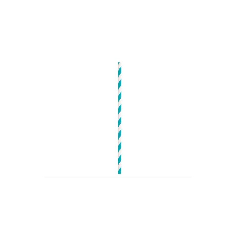 Powder Blue Striped Paper Straws, (10 Count) - Eye-Catching &