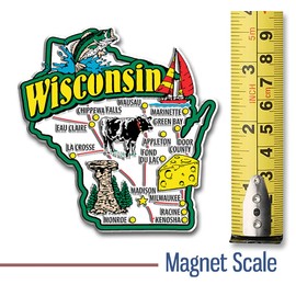 Wisconsin Jumbo State Magnet by Classic Magnets, 3.4" x 3.5", Collectible Souvenirs Made in The USA