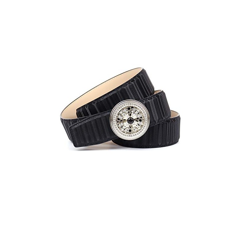 Anthoni Crown Women's Leather Belt, black