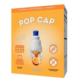 Pop Cap Orange Flavored Liquid Water Enhancer Bottle Cap, 10-Pack, 5mL 0.169 fl oz