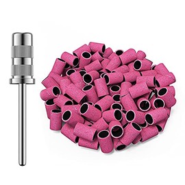 MelodySusie 100 Pcs Nail Drill Bits Sanding Bands for Nail Drill 180 Fine Grit Nail File Sanding Bands for Acrylic Nails Gel Manicures and Pedicure
