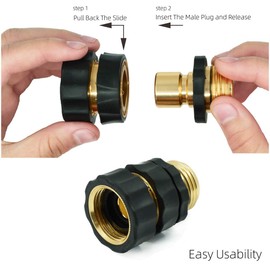 PLG 3/4" Garden Hose Quick Connect for Hose Nozzle Male and Female Hose Quick Connector Fitting 4 Set