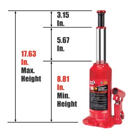 BIG RED 10 Ton (20,000 LBs) Torin Welded Hydraulic Car Bottle Jack for Auto Repair and House Lift, Red, TAM91003B