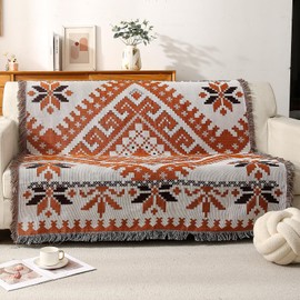 Aztec Throw Blankets Navajo Blanket Southwest Native American Throw with Tassels Reversible Southwestern Blanket for Couch Chair Sofa Bed Outdoor Beach Travel 51"x63"