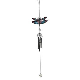ICE ARMOR 27" Long Dragonfly with Black Gem Wind Chime Statue Sculpture Ornament Decoration Home/Room Decor Ideas for Housewarming, Holidays and Birthdays Great Collectible Addition
