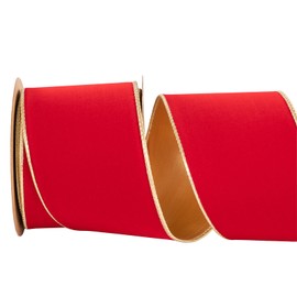 CSZD RIBBON Thick Red Christmas Velvet Wired Ribbon and Gold Backing 4 inch Wide*10Y Double Sided for Christmas Tree Wreaths Gift Wrapping Bows Gralands Home Decor Crafts (New red 4inch)