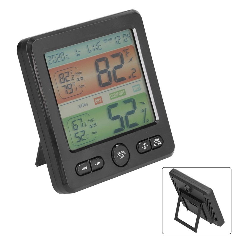 Indoor Temperature Humidity Gauge Clock Large Screen Electronic Digital Display