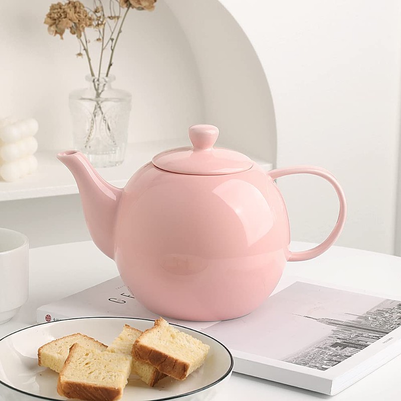 Sweejar Porcelain Teapot with Removable Stainless Steel Infuser,Microwave & Dishwasher