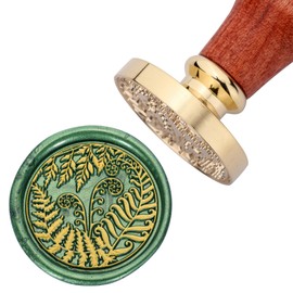 Yoption ​Persian Fern Leaf Wax Seal Stamp, Vintage Brass Head Wooden Hilt Sealing Wax Stamp for Wedding Christmas Party Invitations Envelopes Gift Wrapping