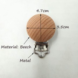 5pcs Natural Beech Wood Pacifier Clips Holder Teething Grasping Toy Suspender Clips Charm DIY Pacifier Chain Baby Teether Accessory (3.5cm/5pcs)