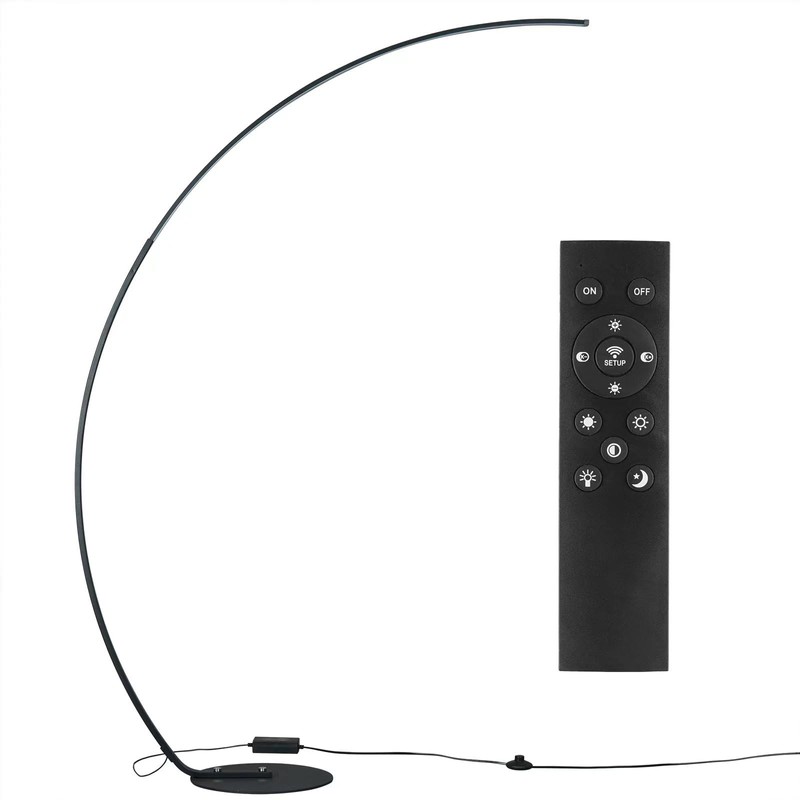 NUÜR Arc Floor Lamp, 67" Tall Black Gold LED Modern