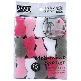 Wise Kitchen Sponge 3 Colors Approx. 5.8 x 3 x 2.5 cm ASSO Cat Melamine AS-008 Pack of 15
