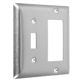 TayMac WSS-TR Standard Stainless Steel Wallplate with One Toggle, One Decorator/Rocker, Two Gang, Smooth Brushed Finish
