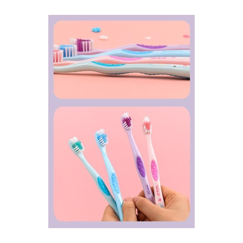 Generic Individually Packaged Cute Toothbrush Set, Compact Head (Purple, 3