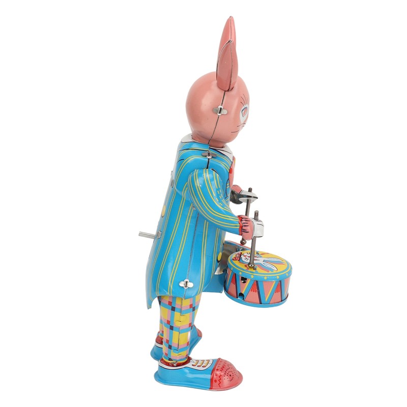 Rabbit Clockwork Toy Retro Metal Swinging Drumming Rabbit Wind Up