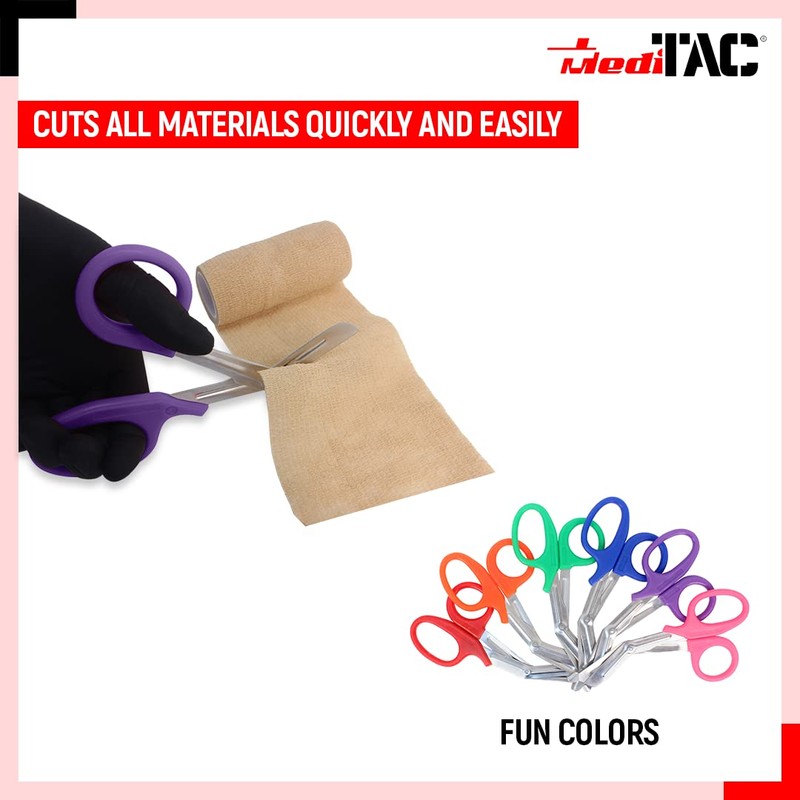 MediTac Autoclavable Paramedic Utility Bandage Shears 7.25" - Purple
