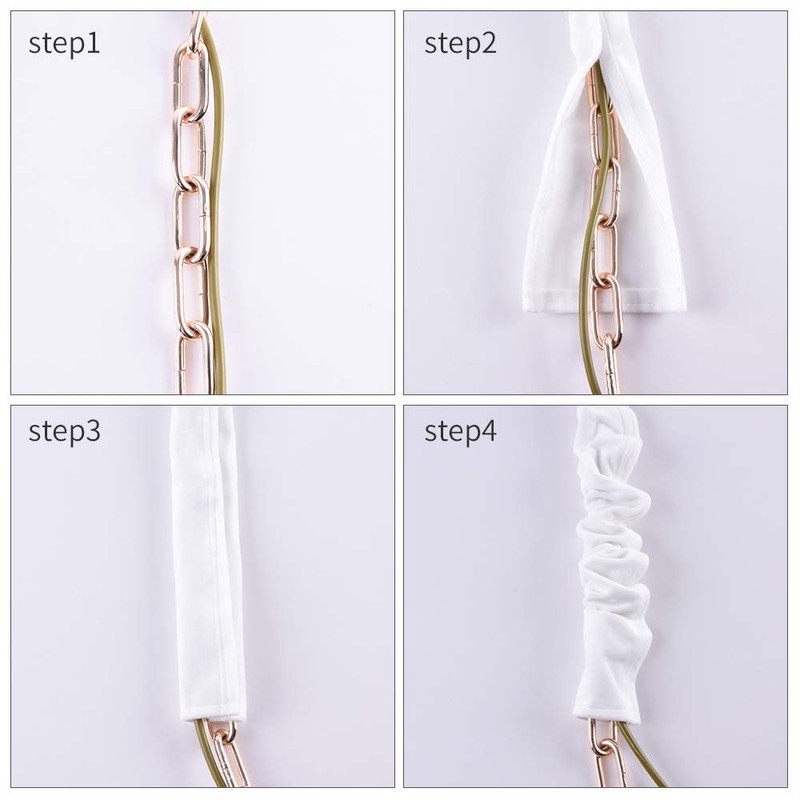 Chandelier Chain Cover Cord Cover 6 Feet,Flannelette Fabric (White)