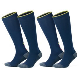 GoWith 2 Pair Unisex Graduated Compression Socks, 20-30 mmHg Sport Cushioned Circulation Support Knee High Socks for Men & Women, Dark-Blue, Large, Model: 3595