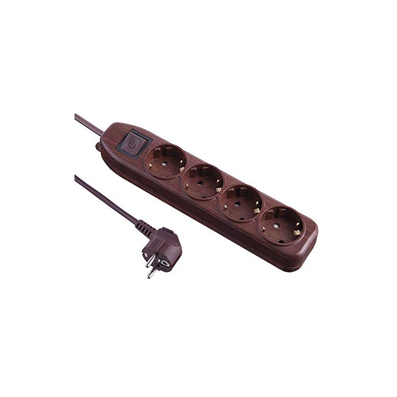 Electraline 62062 4-Way Power Strip with Switch, Cable 1.5 m