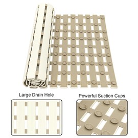 MBOSS Bath Tub Shower Mat Non Slip Bathtub Mats for Bathroom Shower Floor Mat Bath Mats for Shower Tub Anti Slip Shower Mat with Drain Hole and Large Suction Cups (Ivory White, 37.5 X 15.7 Inch)