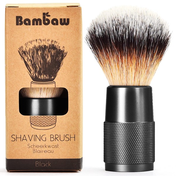 Synthetic Shaving Brush | Black | Vegan Shaving Brush | Women and Mens Shaving Brush| Shaving Cream Brush | Eco Friendly Travel Shaving Brush | Bambaw