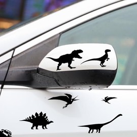 Calcomanías de dinosaurio negro para coche, calcomanías de vinilo de dinosaurio, calcomanías de pared para ventana de dinosaurio pequeño, calcomanías divertidas para coche, calcomanías extraíbles