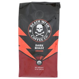 Death Wish Coffee Co Organic Dark Roast Ground Coffee, 10 OZ