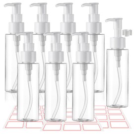 Cosywell Empty Plastic Pump Bottles Dispenser TSA Approved 3.4oz 8 Pack Portable Refillable Container Clear Plastic Lotion Pump Dispenser Bottle for Facial Cleansing Oil Shampoo Shower Gel