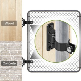 Insaga Gate Hinges Heavy Duty Carbon Steel Chain Link Fence Parts Electroplated Finish, Removable Bolts for Wall Mount, Fits 2-3/8'' Outer Diameter Pipes/Posts for Farm, Fence Gate (4Pack, Black)