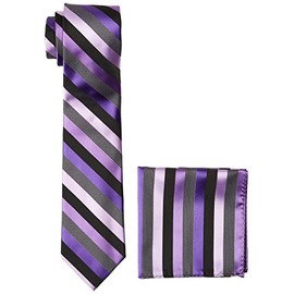 Stacy Adams Men's Microfiber Stripped Tie Set, Purple, One Size