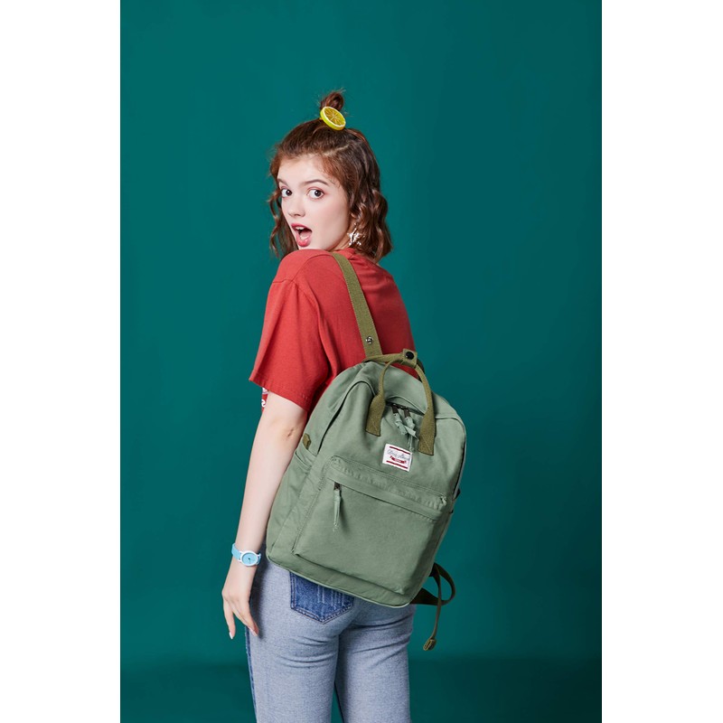 (Army) - LuckyZ Womens Casual Style Lightweight Canvas Backpack School