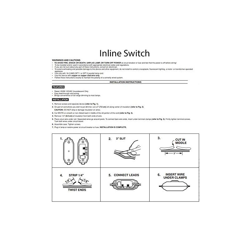 B&P Lamp® White in Line Feed Through Rocker Switch