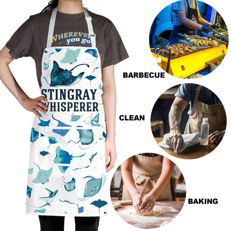 MYSOMY Stingray Kitchen Apron Stingray Lover Gift Stingray Manta Ray