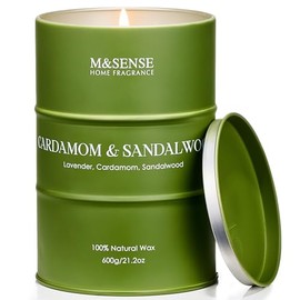 M&SENSE M&SENSE Cardamom Sandalwood Large Soy Scented Candles, Natural Organic Clean Burning Candles 21.2oz 120 Hours Long Lasting, Relaxing Aromatherapy Candles Gifts for Stress Relief