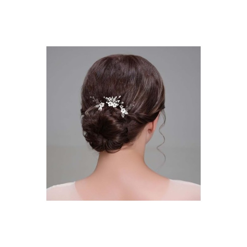 Bridal Hair Pins Silver Pearl Hair Clips Wedding Hair Accessories