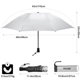 G4Free Liteflex Hiking Umbrella - Ultralight 43" Folding Reverse Umbrella for Trekking, Backpacking with Hands Free Kit (Black/Silver)