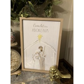 Unbranded Christian Christmas Come Let Us Ador Him Jesus Wall Decor Nativity Hanging 11x16