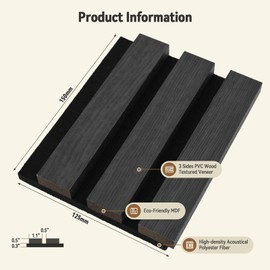 INMOZATA Acoustic Wall Panel Wood, Wood Slats Wall Panelling, 3D Wall Panels for Decorative&Sound Absorbing Acoustic Panels, Grey, 125x150mm, Sample