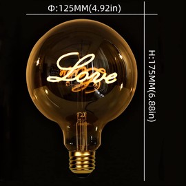 TIANFAN Edison Bulb Led Bulb Vintage 4W Dimmable 110-130V 2000Kelvin Super Yellow Warm Decorative Light Bulb (G30 Love Stand)