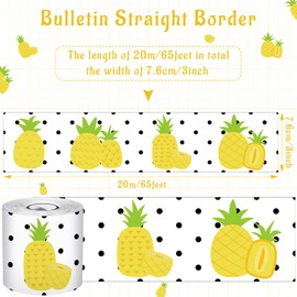 Lincia 65ft Pineapple Bulletin Board Border Classroom Border Decor Trim Strips School Rolled Borders for School Classroom Whiteboard Decoration
